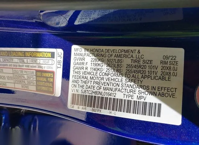 5J8TC2H80NL016412 2022 2022 Acura RDX- A-Spec Advance Packag 9