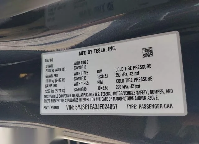 5YJ3E1EA3JF024057 2018 2018 Tesla Model 3 9