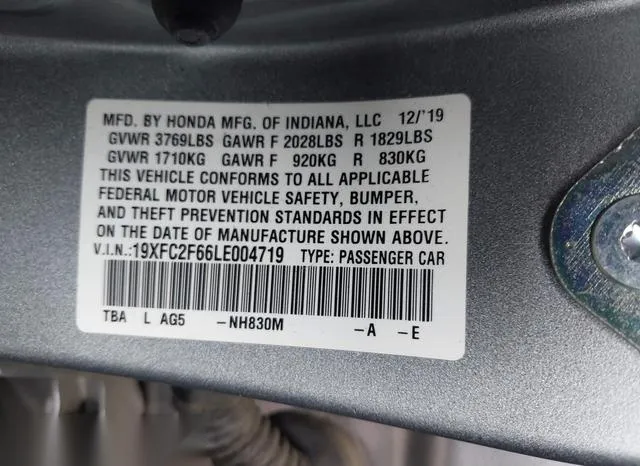 19XFC2F66LE004719 2020 2020 Honda Civic- LX 9