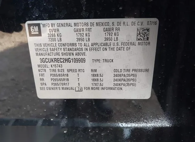 3GCUKREC2HG109909 2017 2017 Chevrolet Silverado 1500- 1LT 9