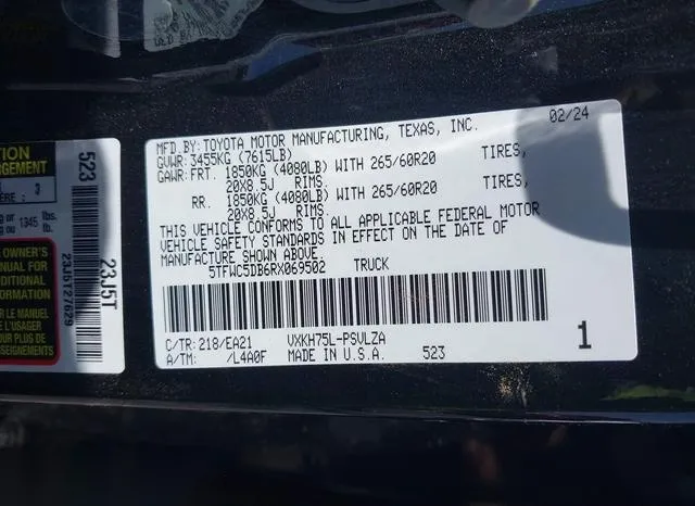 5TFWC5DB6RX069502 2024 2024 Toyota Tundra Hybrid- Limited 9