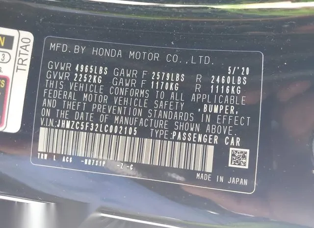 JHMZC5F32LC002105 2020 2020 Honda Clarity- Plug-In Hybrid T 9