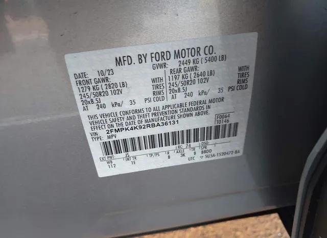 2FMPK4K92RBA36131 2024 2024 Ford Edge- Titanium 9