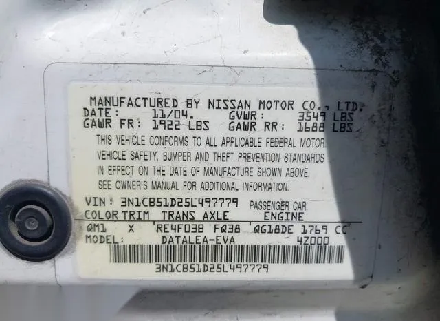 3N1CB51D25L497779 2005 2005 Nissan Sentra- 1-8S 9