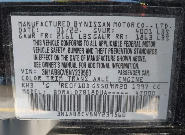 3N1AB8CV8NY239560 2022 2022 Nissan Sentra- Sv Xtronic Cvt 9