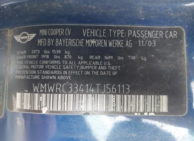 WMWRC33414TJ56113 2004 2004 Mini Cooper 9