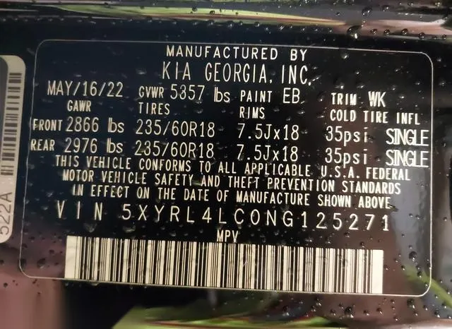 5XYRL4LC0NG125271 2022 2022 KIA Sorento- S 9