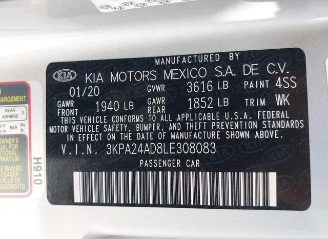 3KPA24AD8LE308083 2020 2020 KIA Rio- S 9