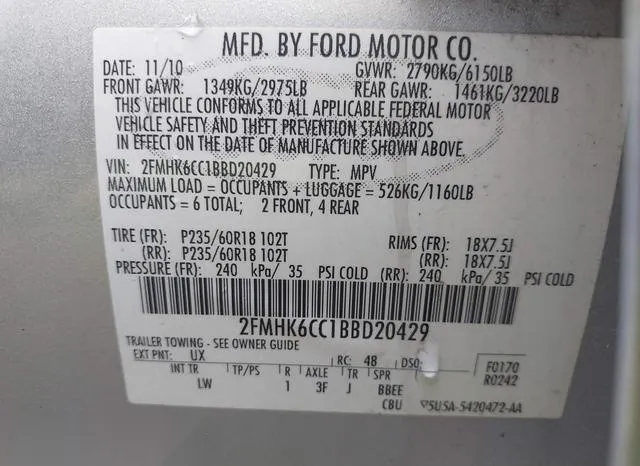 2FMHK6CC1BBD20429 2011 2011 Ford Flex- Sel 9