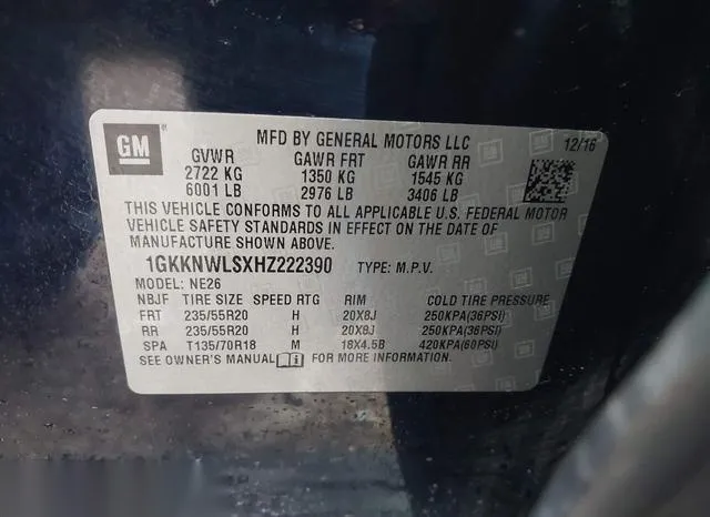 1GKKNWLSXHZ222390 2017 2017 GMC Acadia- Slt-2 9