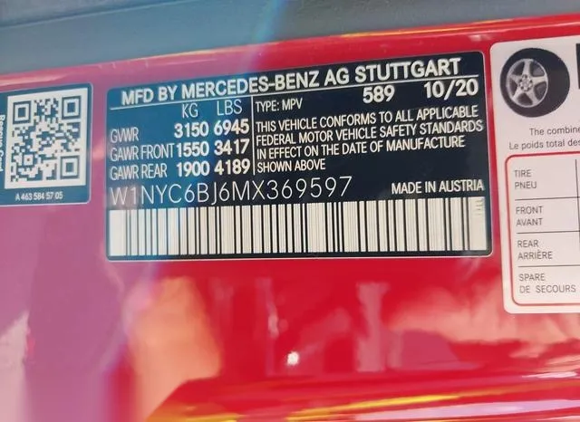 W1NYC6BJ6MX369597 2021 2021 Mercedes-Benz G 550- Suv 9