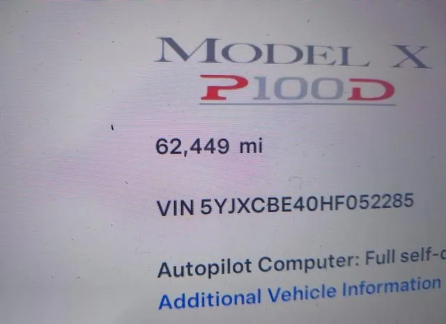 5YJXCBE40HF052285 2017 2017 Tesla Model X 7