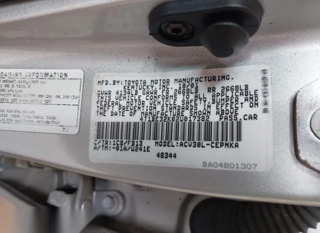 4T1BE32K02U017382 2002 2002 Toyota Camry- Le/Xle/Se 9