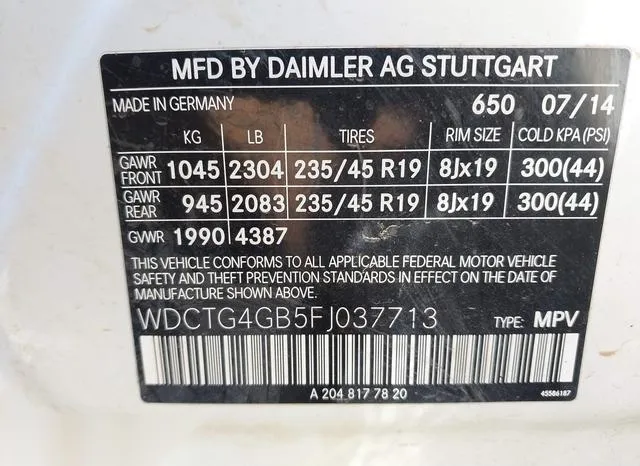 WDCTG4GB5FJ037713 2015 2015 Mercedes-Benz GLA 250- 4Matic 9