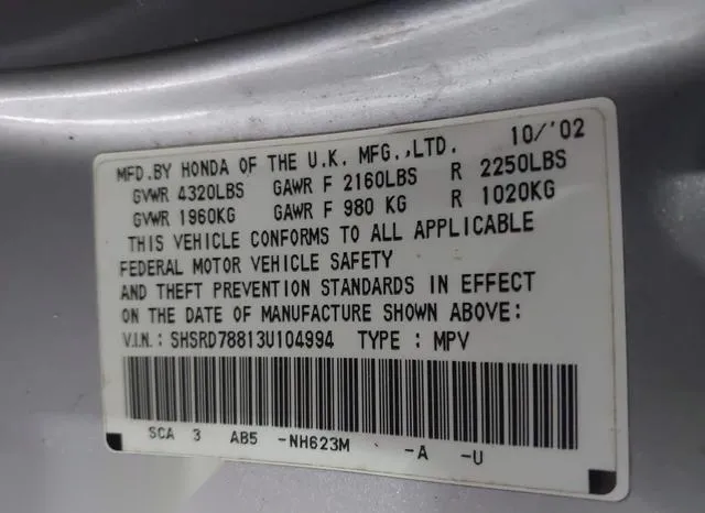 SHSRD78813U104994 2003 2003 Honda CR-V- EX 9