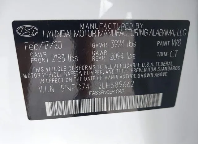 5NPD74LF2LH589662 2020 2020 Hyundai Elantra- SE 9