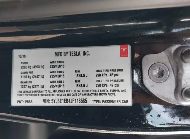 5YJ3E1EB4JF118585 2018 2018 Tesla Model 3- Long Range/Perfor 9