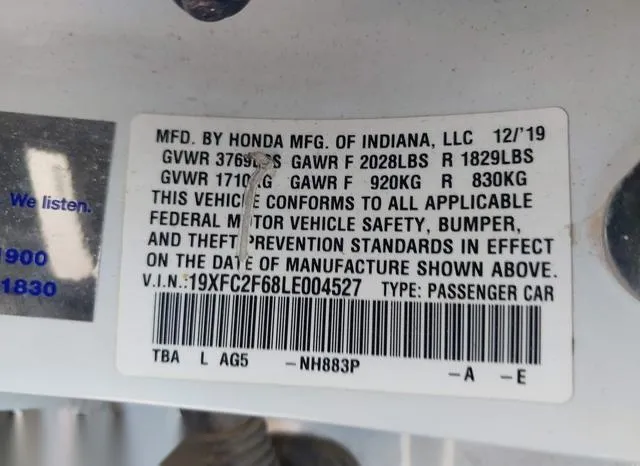 19XFC2F68LE004527 2020 2020 Honda Civic- LX 9