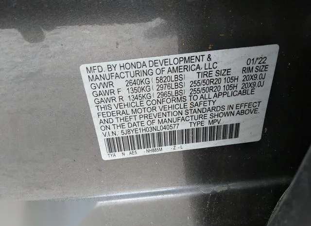 5J8YE1H03NL040577 2022 2022 Acura MDX- A-Spec Package 9