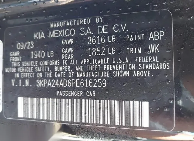 3KPA24AD6PE616259 2023 2023 KIA Rio- LX 9