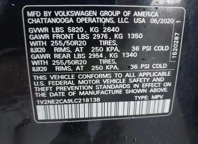 1V2NE2CA9LC218138 2020 2020 Volkswagen Atlas- Cross Sport 3 9