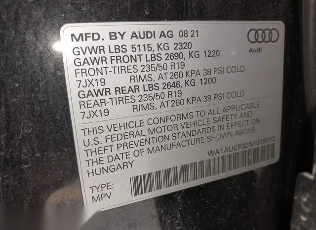 WA1AUCF32N1019012 2022 2022 Audi Q3- Premium 40 Tfsi Quattro 9