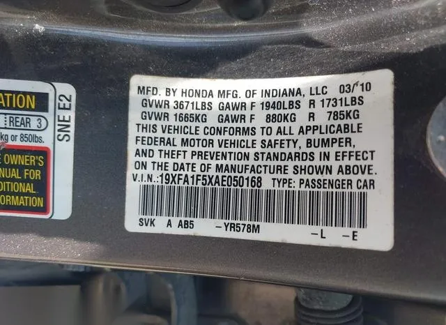 19XFA1F5XAE050168 2010 2010 Honda Civic- LX 9