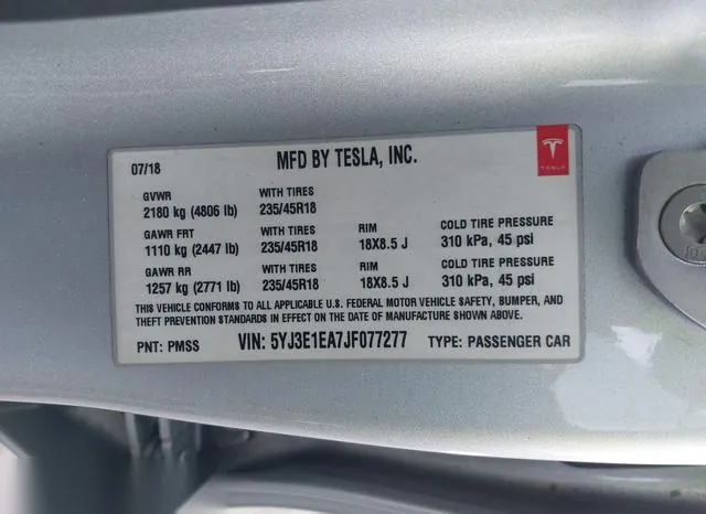 5YJ3E1EA7JF077277 2018 2018 Tesla Model 3- Long Range/Mid Range 9