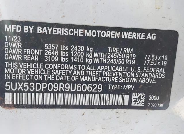 5UX53DP09R9U60629 2024 2024 BMW X3- Xdrive30I 9