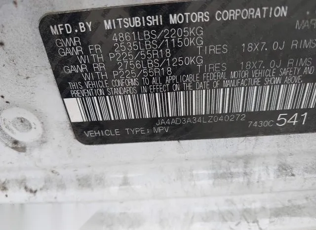 JA4AD3A34LZ040272 2020 2020 Mitsubishi Outlander- SE 2-4 9