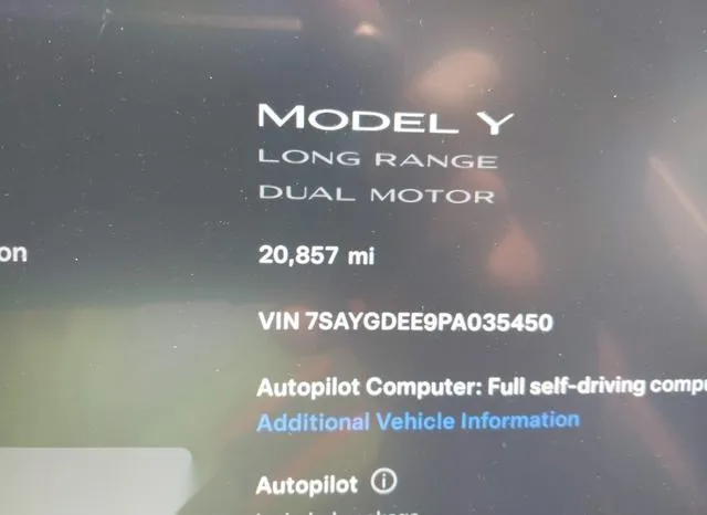 7SAYGDEE9PA035450 2023 2023 Tesla Model Y- Awd/Long Range Du 7