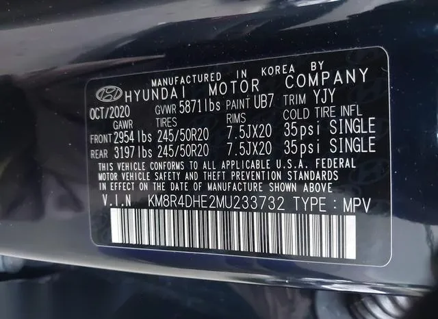 KM8R4DHE2MU233732 2021 2021 Hyundai Palisade- Sel 9