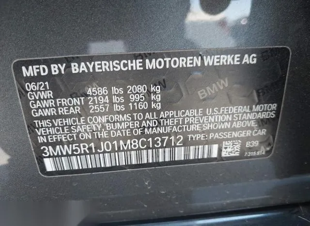 3MW5R1J01M8C13712 2021 2021 BMW 3 Series- 330I 9