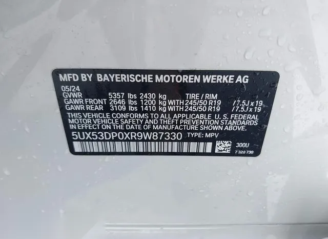 5UX53DP0XR9W87330 2024 2024 BMW X3- Xdrive30I 9