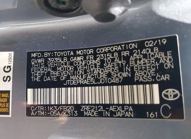 JTDEPRAE5LJ010487 2020 2020 Toyota Corolla- LE 9