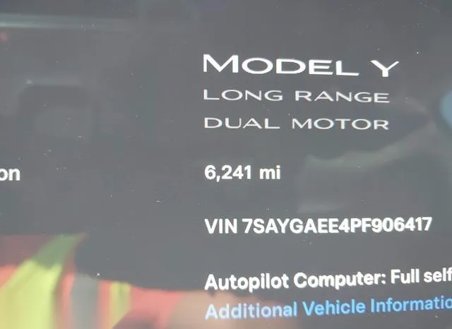 7SAYGAEE4PF906417 2023 2023 Tesla Model Y- Awd/Long Range Du 7