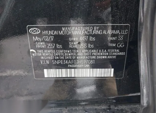 5NPE34AF0JH597081 2018 2018 Hyundai Sonata- Sel 9