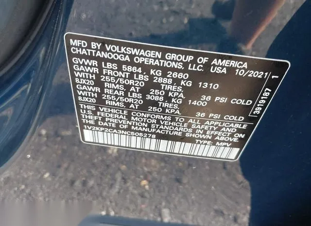 1V2KP2CA3NC505278 2022 2022 Volkswagen Atlas- 2-0T Se W/Tec 9