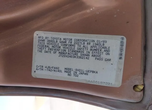 JT2SV24E0K3362142 1989 1989 Toyota Camry 9