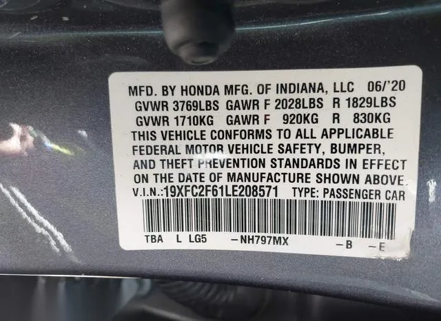 19XFC2F61LE208571 2020 2020 Honda Civic- LX 9