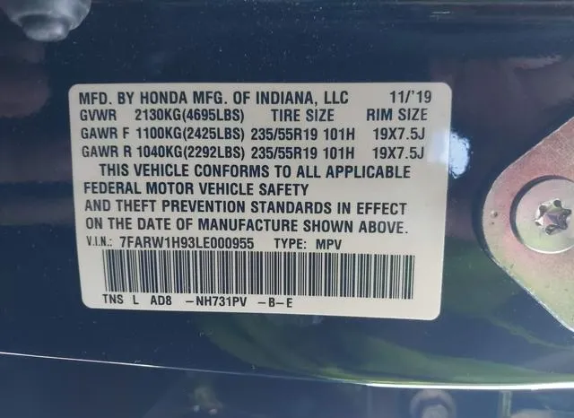 7FARW1H93LE000955 2020 2020 Honda CR-V- 2Wd Touring 9