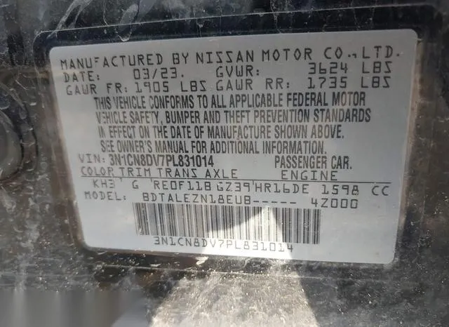 3N1CN8DV7PL831014 2023 2023 Nissan Versa- 1-6 S Xtronic Cvt 9