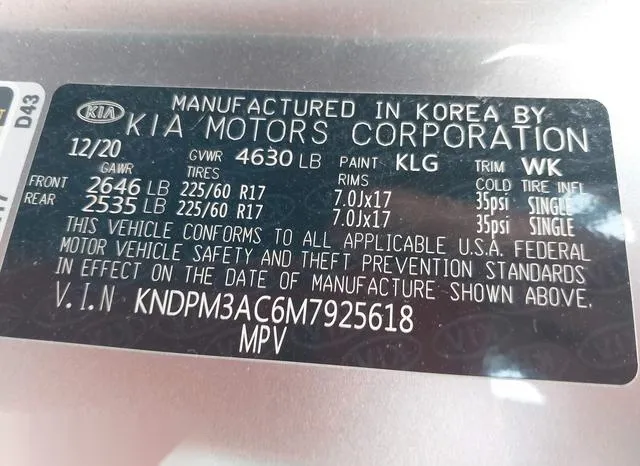 KNDPM3AC6M7925618 2021 2021 KIA Sportage- LX 9