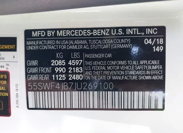 55SWF4JB7JU269100 2018 2018 Mercedes-Benz C 300 9