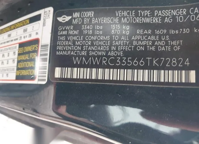WMWRC33566TK72824 2006 2006 Mini Cooper 9