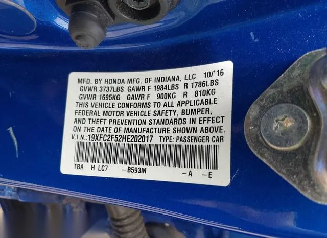 19XFC2F52HE202017 2017 2017 Honda Civic- LX 9