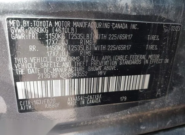 2T3G1RFV6PC343552 2023 2023 Toyota RAV4- LE 9