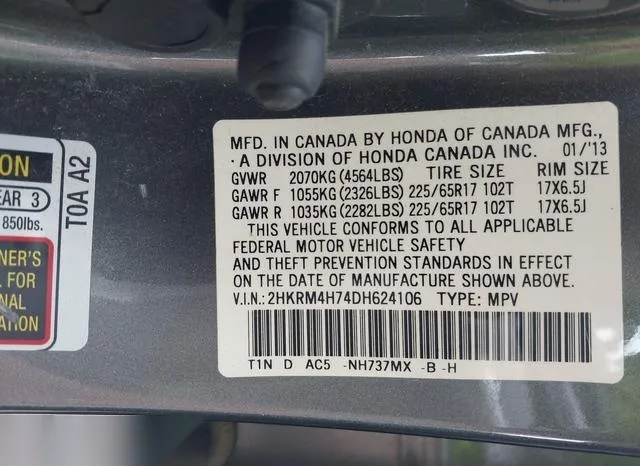 2HKRM4H74DH624106 2013 2013 Honda CR-V- Ex-L 9