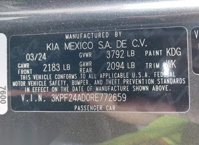 3KPF24AD0RE772659 2024 2024 KIA Forte- LX 9