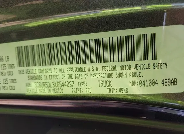 3C6UR5DL3KG544037 2019 2019 RAM 2500- Big Horn  4X4 6-4 Box 9